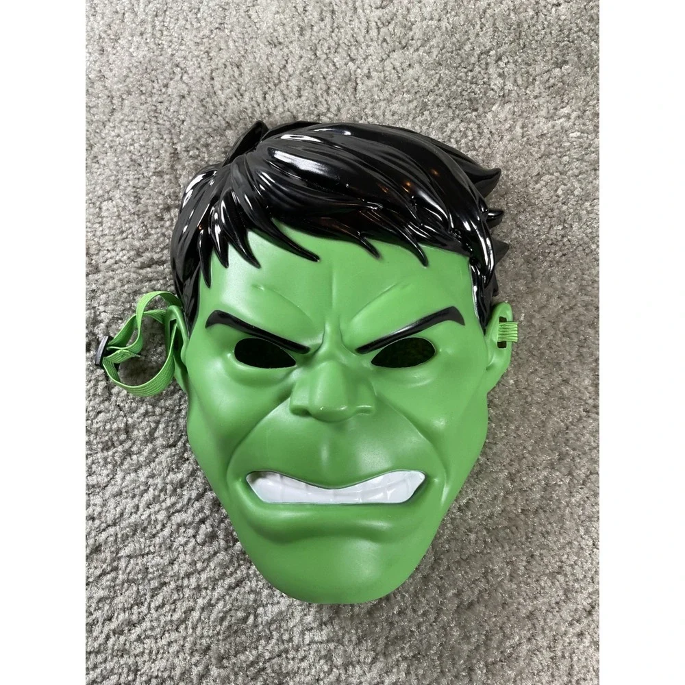 Marvel Hulk Costume Mask Kids One Size Green Plastic Adjustable Strap Jazwares